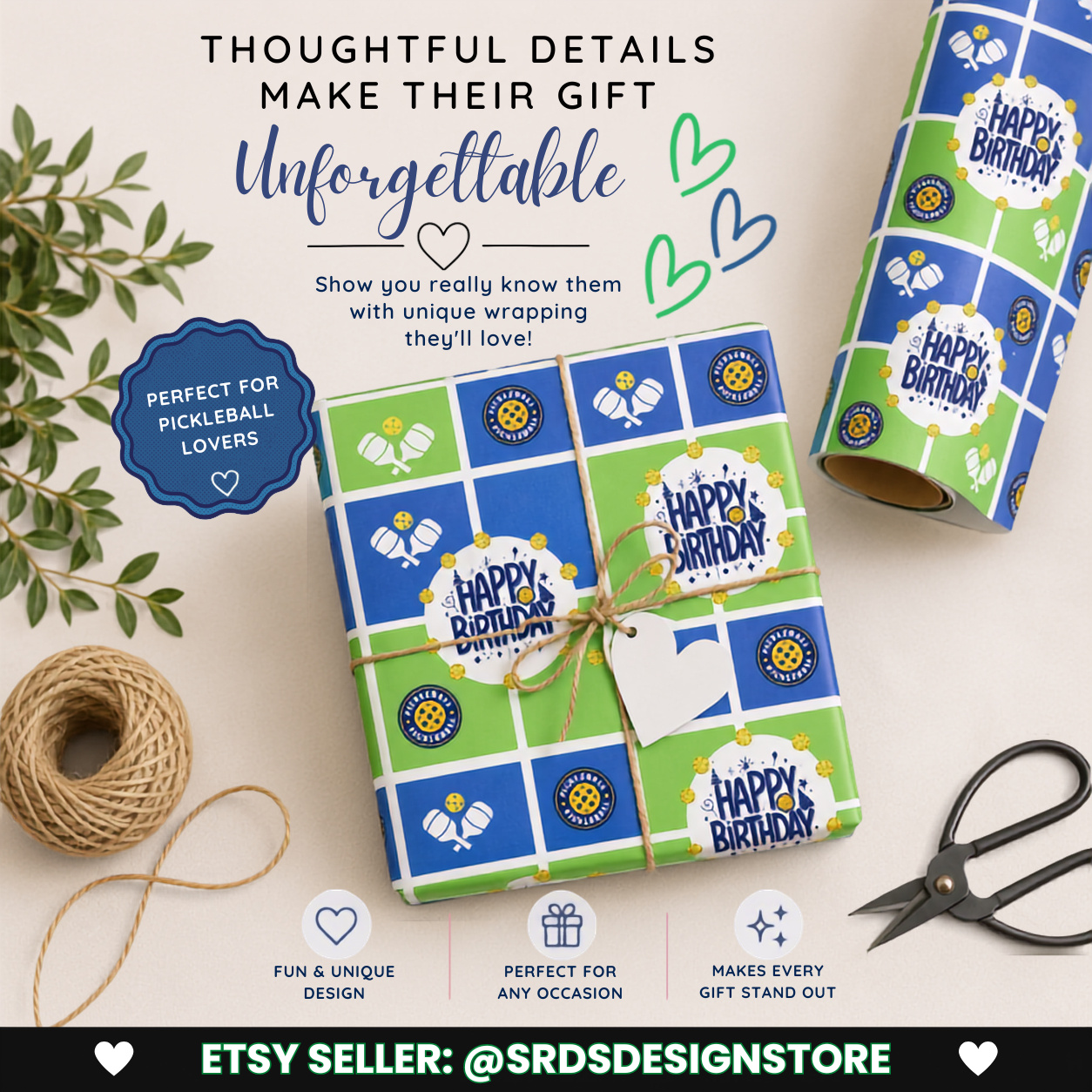 Etsy Wrapping Paper Pickleball